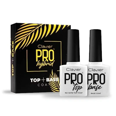 Immagine di Base e Top coat No Wipe, Smalto Semipermanente per Unghie in Gel Soak Off UV LED, Kit Manicure