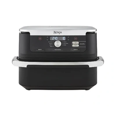 Immagine di Ninja Foodi FlexDrawer, Friggitrice ad Aria, Doppia Zona, Separatore Rimovibile, Ampio Cassetto da 10.4L, 7 in 1, Cottura Senza Olio, Componenti Antiaderenti Lavabili Lavastoviglie, Nero, AF500EU