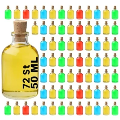 Immagine di casavetro mini bottiglie di vetro da 50 ml con tappo in sughero, 72 pezzi, piccole riempire, trasparente (72 tappi ml)