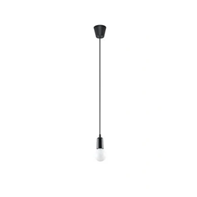 Immagine di SOLLUX Lampada a Sospensione DIEGO Design Unico senza Paralume Illuminazione Minimalista Lampadina LED Singola Nera