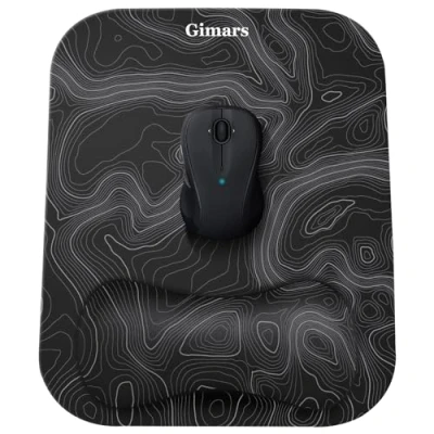 Immagine di Gimars Tappetino Mouse Poggiapolsi, Pad Ergonomico in Memory Foam, Mousepad Gaming con Supporto Poggia Polsi e Base Antiscivolo per Computer Laptop Ufficio, Mappa