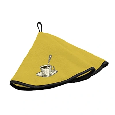 Immagine di Douceur d&#039;Intérieur, Asciugamano rotondo (diametro 60 cm) tazza giallo, spugna ricamata
