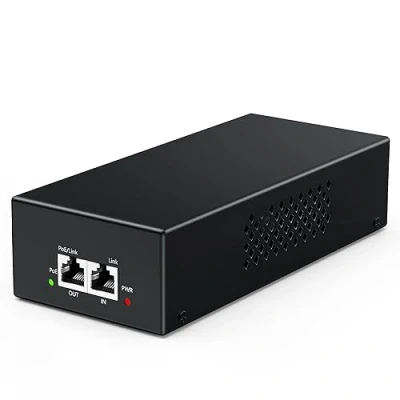 Immagine di YuanLey Gigabit Injector PoE 90W, Iniettore PoE++ Converte non in PoE++, 802.3bt/at/af, 10/100/1000Mbps Adattatore Ultra Plug &amp; Play, Custodia Metallo Montaggio a Parete