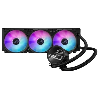 Immagine di ASUS ROG RYUO III 360 ARGB All in one AIO Liquid CPU Cooler 360mm Radiatore, Asetek 8th gen Pump Solution, Anime Matrix™ LED Display e AF 12S Fan.