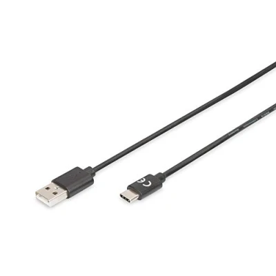 Immagine di Digitus Cavo USB 2.0 Spina C®, A 1.80 m Nero tondo, connettore applicabile su entrambi i lati, doppia schermatura AK 300136 018 S