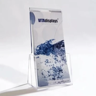 Immagine di VITAdisplays portadepliant da tavolo DIN lungo (DL) come portavolantini, portadepliant, trasparente