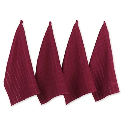 Immagine di DII 100% Cotton Absorbent 16x26 Terry Asciugamano Piatto 4/Set Wine Windowpane, Vino Solido