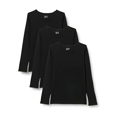 Immagine di Berydale Maglietta a maniche lunghe con scollo rotondo in 100% cotone, Donna, Nero (confezione da 3), M