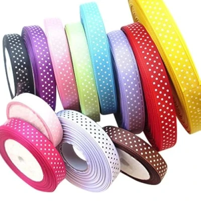 Immagine di Chenkou Craft 24 yarde 5/8&quot; Dot grosgrain nastro totale 12 colori mix lotti massa