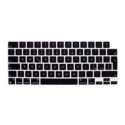 Immagine di Digi Tatoo Italia Layout Protezione tastiera ultrasottile compatibile per new Macbook Air 15/Air 13(A3114 A3113 A2681 A2991),Pro 14/Pro 16 (A2918 A2991 A2992 A2779 A2442 A2780 A2485),Nero, Silicio