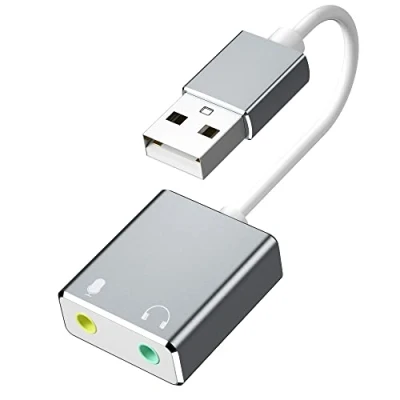 Immagine di Scheda Audio USB Esterna, Alluminio Adattatore da a Jack 3.5mm per Cuffie Microfono Stereo Casse Compatibile con Windows, Mac OS, Linux, PS5, Plug And Play