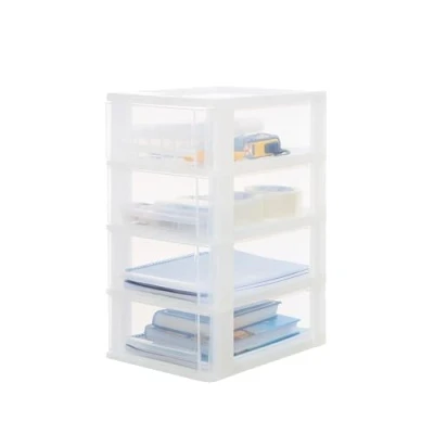Immagine di Iris Ohyama Cassettiera in Plastica, Portaoggetti, 4 Cassetti Medi, Bianco, Apertura Facile, Formato A4, A5 e A6, Organizzatore, Per Ufficio, Scuola, Cartoleria, Senza BPA, Contenitore, DDOCH 2004