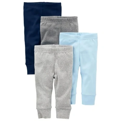 Immagine di Simple Joys by Carter&#039;s 4 Pack Neutral Pant Pantaloni, Blu/Grigio/Bianco, 6 9 Mesi (Pacco da 4) Unisex Baby
