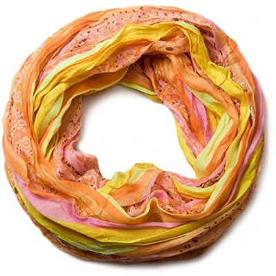 Immagine di styleBREAKER sciarpa ad anello con motivo a righe e Paisley 01018004, colore:Giallo Arancione