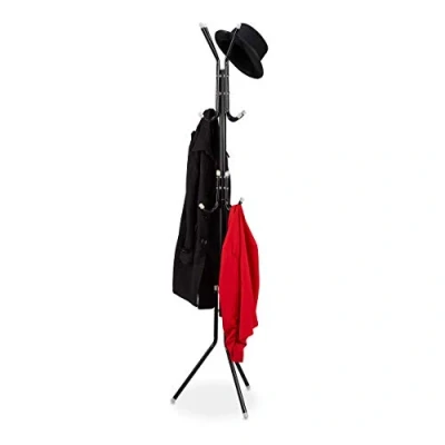 Immagine di Relaxdays Appendiabiti da Terra, Attaccapanni in Metallo, 12 Ganci, Entrata e Corridoio, Stabile HLP: 180X44X39 cm, Nero