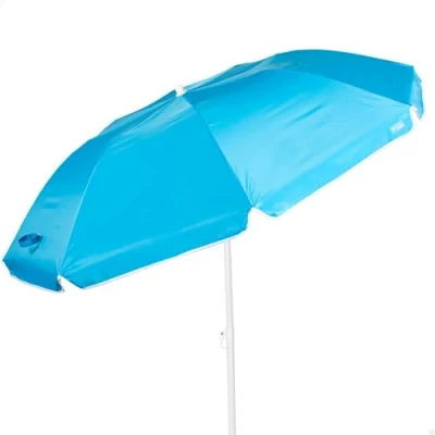 Immagine di AKTIVE 62323 Ombrellone da spiaggia, protezione UV50, inclinabile e regolabile in altezza, manico acciaio, tessuto poliestere, con rivestimento argento, 8 aste, custodia per il trasporto