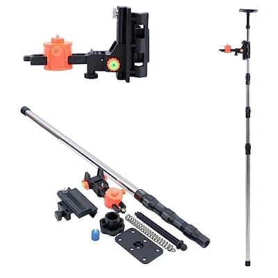 Immagine di TOPWAY Asta Telescopica per Livella Laser 115 450 cm Acciaio Inossidabile Estensibile dal Pavimento al Soffitto con Supporto e Borsa in Nylon