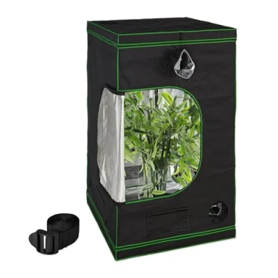 Immagine di Relaxdays Chambre de Culture Camera di Coltivazione, Tenda Allevamento Piante, plastica riflessiva, oscurata, in Diff. Dimensioni, Nero/Verde, Acciaio, Poliestere, 120 x 200 cm