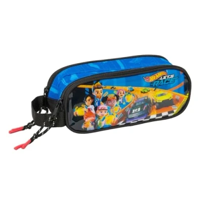 Immagine di Safta HOT WHEELS LET&#039;S RACE astuccio doppio bambino, per bambini, ideale bambini in età scolastica, comodo e versatile, qualità resistenza, 21 x 6 8 cm, blu/nero, M, Casual