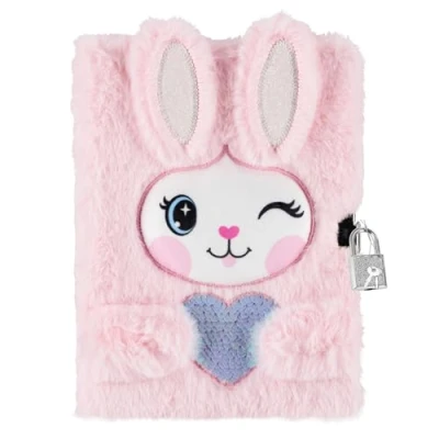 Immagine di sarcia.eu Coniglio Rosa, quaderno/diario in peluche con lucchetto linea A5