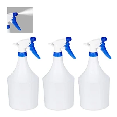 Immagine di Relaxdays Bottiglie Spray, Set da 3, Erogazione Regolabile, 1 Litro, Vaporizzatore, Nebulizzatore Piante, Bianco/Blu