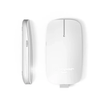 Immagine di Xoopar Mouse Wireless 2.4G, Senza Batterie, Bluetooth, Ricaricabile, Connesso Computer, Ultra Sottile, Pokket In Plastica Riciclata (Bianco)