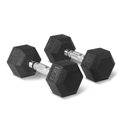 Immagine di Amazon Basics manubri esagonali set con rivestimento in gomma, 5 kg, Nero