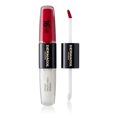 Immagine di NUOVO Dermacol Colore labbra 16 ore, lucidalabbra ad alta pigmentazione, bifasico, trucco a prova di bacio con finitura opaca e brillantezza, no. 3, Hot Date