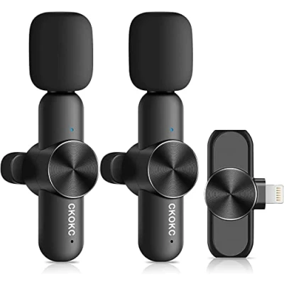 Immagine di CKOKC Microfono Wireless per iPhone iPad, Lavalier registrare, Microfoni Professionali YouTube/Streaming/Vlog/Facebook