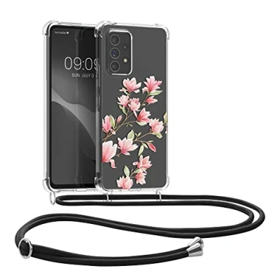 Immagine di kwmobile Custodia Compatibile con Samsung Galaxy A53 5G Cover Back Case in Silicone TPU Protezione Smartphone Cordino rosa/bianco/trasparente