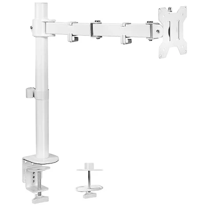 Immagine di VIVO STAND V001W supporto da scrivania con braccio singolo per monitor, supporta schermi fino a 32&quot; regolari e 38&quot; ultrawide, completamente regolabile morsetto C base passacavo,