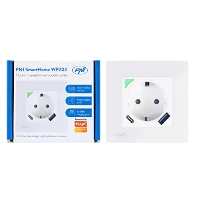 Immagine di Presa Intelligente WiFi, Spina Smart Plug PNI SmartHome WP202 WiFi con USB e tipo C, compatta Alexa controllo vocale Google Home app Life,