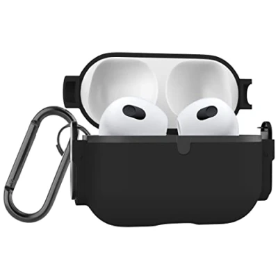 Immagine di MyGadget Cover Rigida Compatibile con Apple AirPods 3 Generazione Custodia per Cuffie Auricolari interno in silicone e apertura a scatto Nero