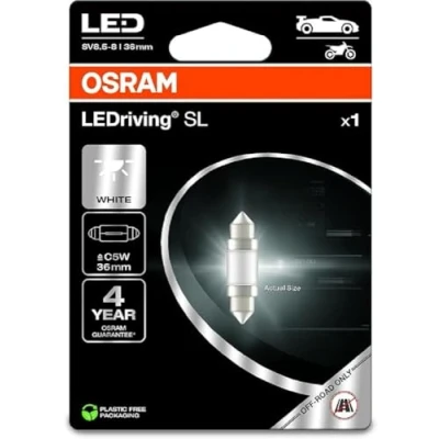 Immagine di OSRAM 6418DWP 01B LEDriving SL, C5W (36 mm), Bianco freddo (6000 K), Segnalazione a LED, Solo Fuoristrada, Non omologati ECE, Blister Singolo (1 Lampada)