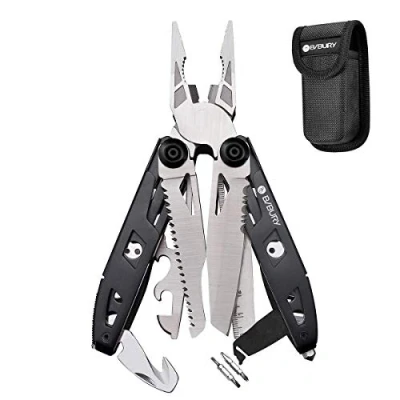 Immagine di BIBURY Pinza Multiuso, 18 in 1 Coltello Multiuso Acciaio Inossidabile, Multifunzione Coltellino Svizzero con Apribottiglie, Cacciavite, Sega, Ideale per Esterno, Campeggio