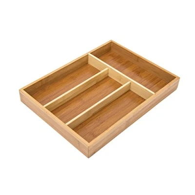 Immagine di Relaxdays Portaposate da Cassetto in bambù, Cucina, HLP: 4 x 25 34 cm, Scomparti per Posate, Colore Naturale, Marrone Chiaro