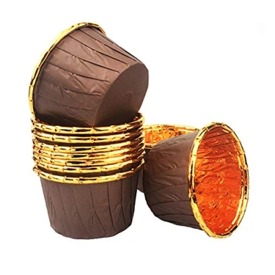 Immagine di SPESH 50 Pz Stampi per Cupcake Pirottini in Carta Muffin Usa e Getta Tazze di Cottura Cupcake(Caffè Oro)