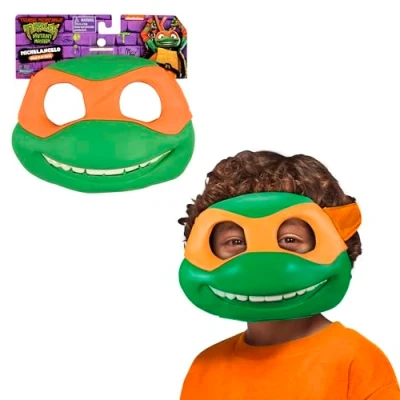 Immagine di Giochi Preziosi Maschera Michelangelo Tartarughe Ninja, Carnevale Con Elastico Per diventare la tua Tartaruga Preferita, Costume Bambini A Partire Da 4 Anni