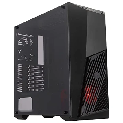 Immagine di Cooler Master MasterBox K501L Case PC ATX con Ventilazione di Forma Angolata, Illuminazione LED in Rosso, Pannello Laterale Trasparente, Configurazioni Flessibili Flusso d&#039;Aria, Nero