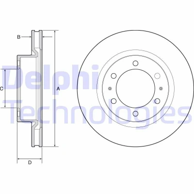 Immagine di DELPHI BG4925C Disco freno 319 28 6 ventilato rivestito non trattato senza cuscinetto ruota, anello sensore ABS TOYOTA: HILUX 3 Pick up