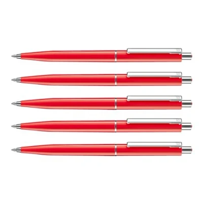 Immagine di allpremio® 25 penne a sfera inchiostro rosso con spessore del tratto M, ricaricabili meccanismo scatto e clip di metallo, indicate per documenti conformemente alla norma ISO 12757 2