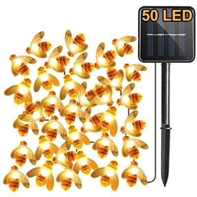 Immagine di solare Luci da giardino, 7M 50 LED Ape, 8 modalità Stringa di luce, IP65 impermeabile Illuminazione esterna, per Casa, patio, recinzione, festa, Natale, albero (Bianco caldo)