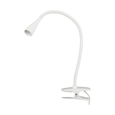 Immagine di Lindby lampada con morsetto &#039;Baris&#039; (Moderno) colore Bianco, in Metallo ad es. Studio &amp; Ufficio (1 luce, lampadina inclusa) da tavolo, scrivania, lettura