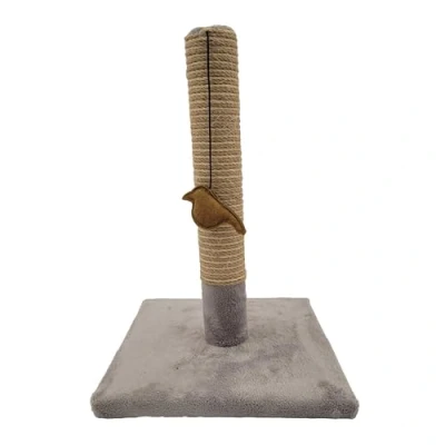 Immagine di Tyrol Tiragraffi per gatti 42 cm gatto in sisal e poliestere resistente, forma semplice con giocattolo uccello, raschietto dal design moderno, colore grigio chiaro, 30 x
