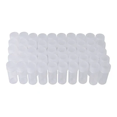 Immagine di 50 Pezzi Mini Bottiglie di Campioni da 5ml, Compressione Vuote Plastica, Trasparente con Coperchio per Accessori Parti Piccoli Articoli