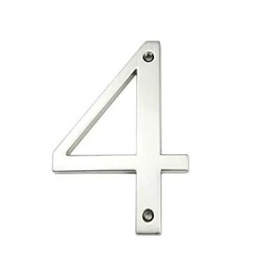 Immagine di HASWARE Numero civico Segnale 4 pollici (10 cm) Numeri di porta moderni Segnaletica Targa Indirizzo casa in lega zinco (4, Argento)