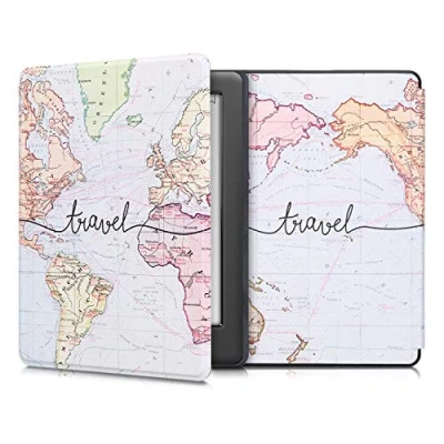 Immagine di kwmobile Custodia eReader Compatibile con Kobo Glo HD/Touch 2.0 Cover eBook Reader Flip Case nero/multicolore Mappa del mondo