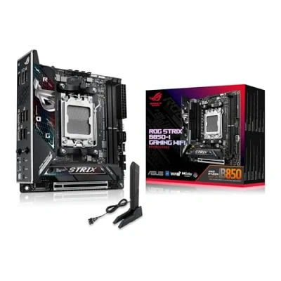 Immagine di ASUS ROG Strix B850 I Gaming WiFi, Scheda Madre AMD Mini ITX, 10+2+1 Fasi Alimentazione, slot DDR5, PCIe 5.0 con Q Release, 2 M.2, WiFi 7 Antenna, AI Advisor, Networking II