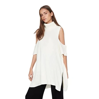 Immagine di Trendyol Maglione da Donna a Collo Alto di Base vestibilità Regolare, Ecru, S