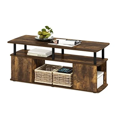 Immagine di Furinno Jaya Porta Centro di intrattenimento con vano portaoggetti Aperto per TV Fino a 50 Pollici, Legno ingegnerizzato, Pino ambrato, 48 (D) x 119.9 (W) 51.1 (H) cm